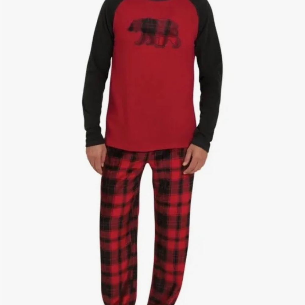 Eddie Bauer Red and Black Bear Plaid Pajama Set - Picture 6 of 7